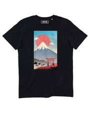 Mount Fuji Ikigai T-shirt - Japanese artistic t-shirt: Black / Organic, Plastic-free, Vegan / XL
